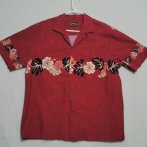 Pali Collection Mens Hawaiian Shirt Sz L Large Red Short Sleeve Floral Hibiscus - £26.26 GBP