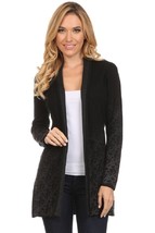 Women Classic Open Front Lightweight Soft Drape Cardigan Black - £38.85 GBP