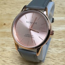 New Monroe Maestro Classique Unisex Rose Gold Tone Leather Analog Quartz Watch - £12.93 GBP