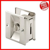 Satin Nickel Pocket Door Privacy Lock with Pull - Easy Installation, Dur... - $32.97