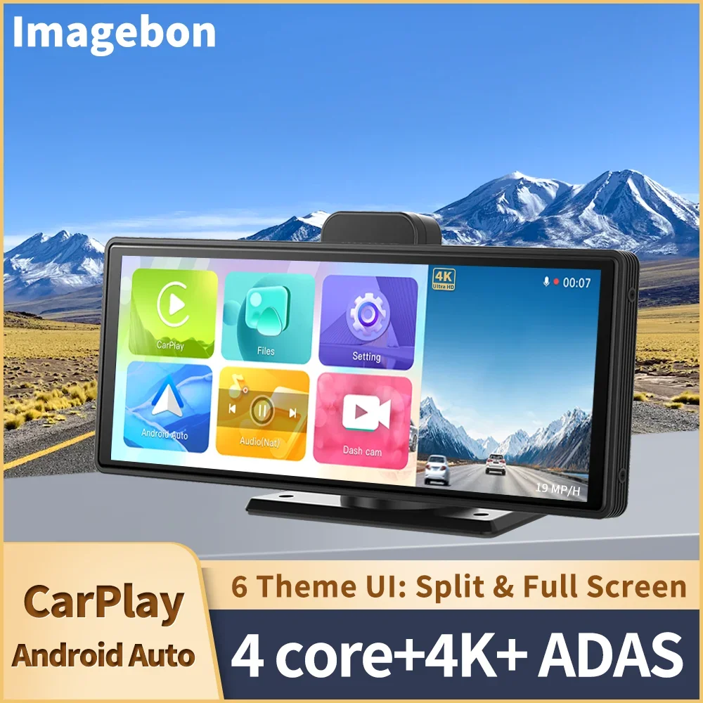 10.26&quot; Wireless CarPlay &amp; Android Auto Dash Cam ADAS Touch Screen 4K DVRs GPS - £105.80 GBP+