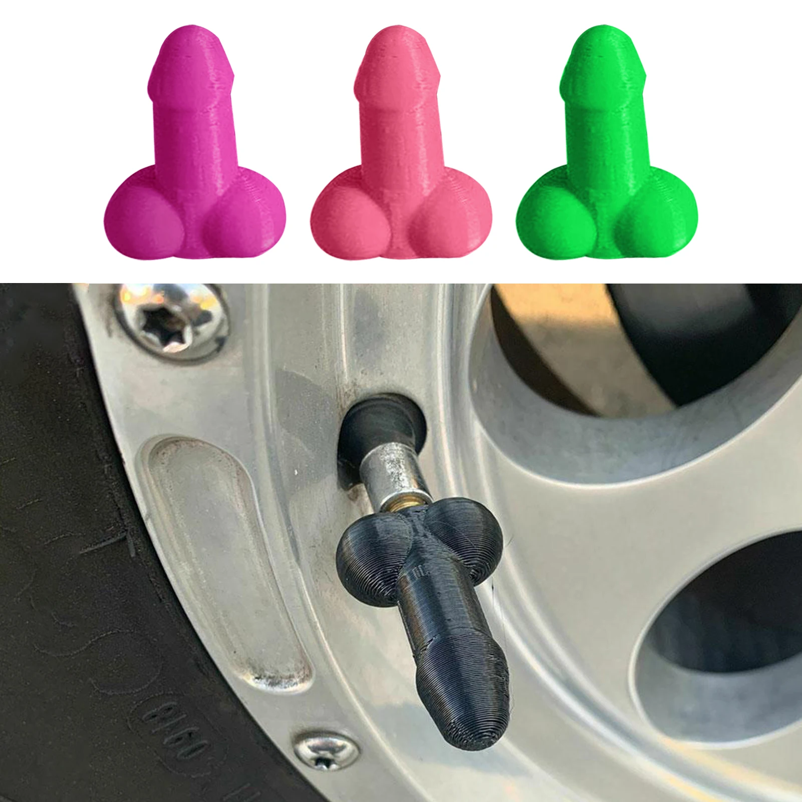 4Pcs Penis Valve Stem Caps Adult Prank Shaped Tire Cap Universal Fluorescent Car - £8.97 GBP