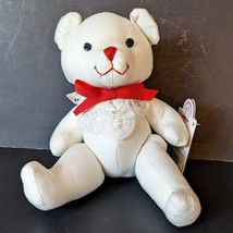Applause Plush Teddy Bear Battenburg Lace Bear 1993 White - $16.00