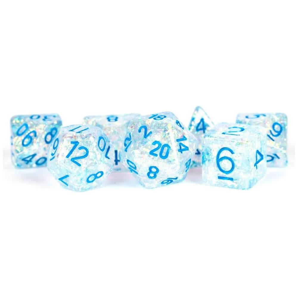 MDG Resin Flash Dice Set 16mm Poly W/ Light Blue No. (Clear) - $32.49