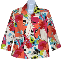 Light Cropped Jacket By Michele Sz 10 Tropical Colors 3/4 Sleeve,  Shoul... - £19.55 GBP