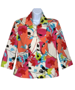Light Cropped Jacket By Michele Sz 10 Tropical Colors 3/4 Sleeve,  Shoul... - £19.54 GBP