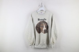 Vintage 80s Streetwear Mens Large Distressed Spell Out Beagle Dog Sweatshirt USA - £48.68 GBP