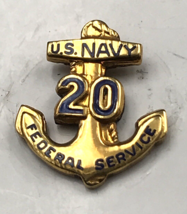 US Navy USN 20 Year Federal Service Anchor 1/10 10KT Gold Filled Screwba... - $12.19