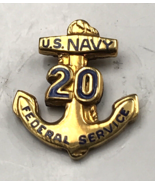 US Navy USN 20 Year Federal Service Anchor 1/10 10KT Gold Filled Screwba... - £9.60 GBP