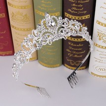 Wedding Crown Crystal Rhinestones  Princess Crown with Comb Exquisite Headband f - £12.36 GBP