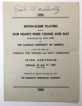 &quot;Our Hearts Were Young and Gay&quot; Program  1947 Minnesota Signed Emil Wind... - £12.97 GBP