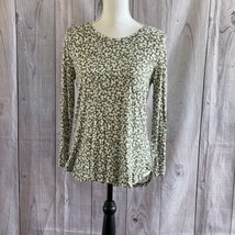 Old Navy Long Sleeve Floral Top, Small, Green, Rayon Blend - £14.14 GBP