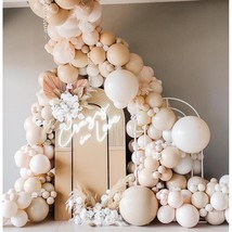 Double Stuffed Neutral Beige And White Sand Balloons Garland Blush Ivory Apricot - $32.99