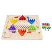 Wooden Chinese Checkers Game Set 12.2 Inch Wooden Board Wooden Colorful Chinese  - $38.99