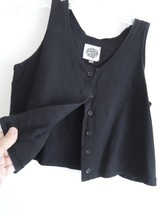 Ladies Crop Top Size M Button Front S/L Black Cotton Scoop Neck Top EUC ... - £11.96 GBP