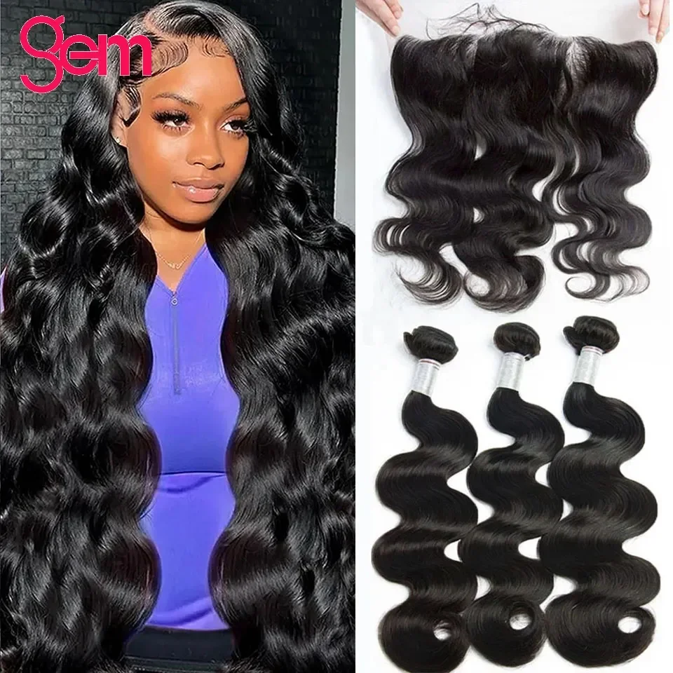Body Wave Bundles With Closure 5x5 HD Lace Remy Brazilian Weaving 30 Inch - £96.54 GBP+