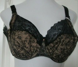 Elomi Tia lace lined underwire bandless bra size 40DDD Style EL4280 Black - £27.88 GBP