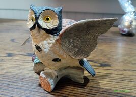 Vintage Owl on Branch Ceramic Figurine Statue Collectible - $42.75