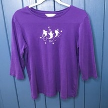 Christopher And Banks Satin Ghosts Purple Tee Shirt Size Medium Hallowee... - $8.91