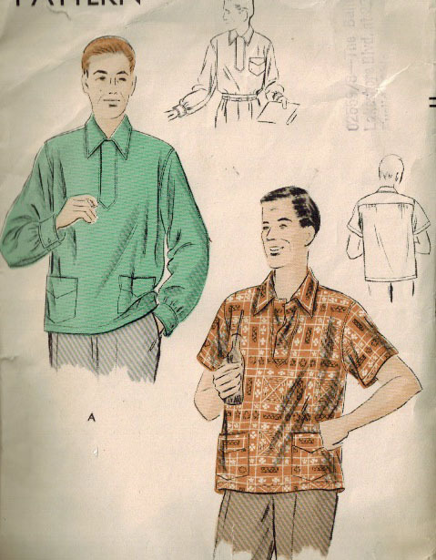 Vintage Vogue 6843 Men's Medium Pullover Sport Shirt 1953 - $15.00