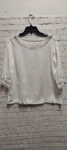 J. Jill Love Linen Top Blouse Shirt Neck Detail Cottagecore Minimalist XS - $19.34