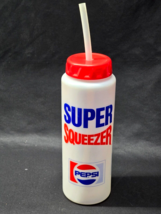 Vintage 1980s PEPSI Super Squeezer Plastic Sports Water Bottle With Straw &amp; Lid - $8.89