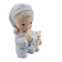 Homco Boy Praying 1433 Teddy Bear Bedtime Porcelain Figurine Vintage Sticker - £9.48 GBP