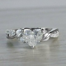 14K White Gold Plated 2Ct Heart Cut Simulated Diamond Engagement Solitaire Ring - £57.94 GBP