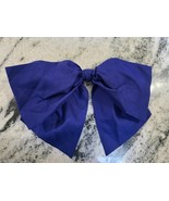 Vintage Navy Blue Fabric Hair Bow Clip Large Statement Barrette Retro 80... - $6.35