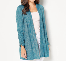 Belle Beach By Kim Gravel Open Front Cardigan Cover Up- Heathered Blue, Medium - £24.32 GBP