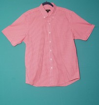 Club Room Men&#39;s Large Checked Stretch Cotton Shirt with Pocket Red - $13.33