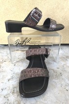 Donald Pliner Expreso Pewter Metallic Gator Leather Sandal Slide Shoe Bu... - £54.95 GBP