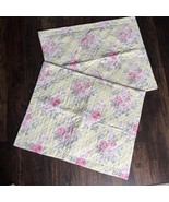 2 Laura Ashley Standard Yellow W/Pink Roses Quilted Shams Romantic Cotta... - $20.00