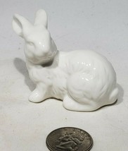 White Ceramic Bunny Rabbit Realistic Figurine Long Ears Vtg Easter - £12.81 GBP