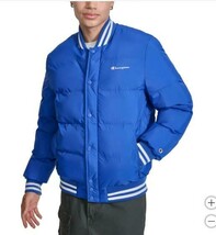 Champion Mens Puffer Jacket Blue Bomber Pockets Water-Resistant Lined - $78.99