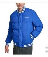 Champion Mens Puffer Jacket Blue Bomber Pockets Water-Resistant Lined - $1,454.72 MXN