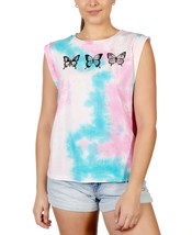 Rebellious One Juniors Rolled-Sleeve Graphic Tie-Dyed T-Shirt,Pink,X-Large - £16.97 GBP