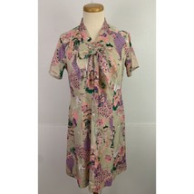 Vintage 70s Puritan Forever Young Dress Peacock Asian Bow Tie 40&quot;B 36&quot;W ... - £22.71 GBP