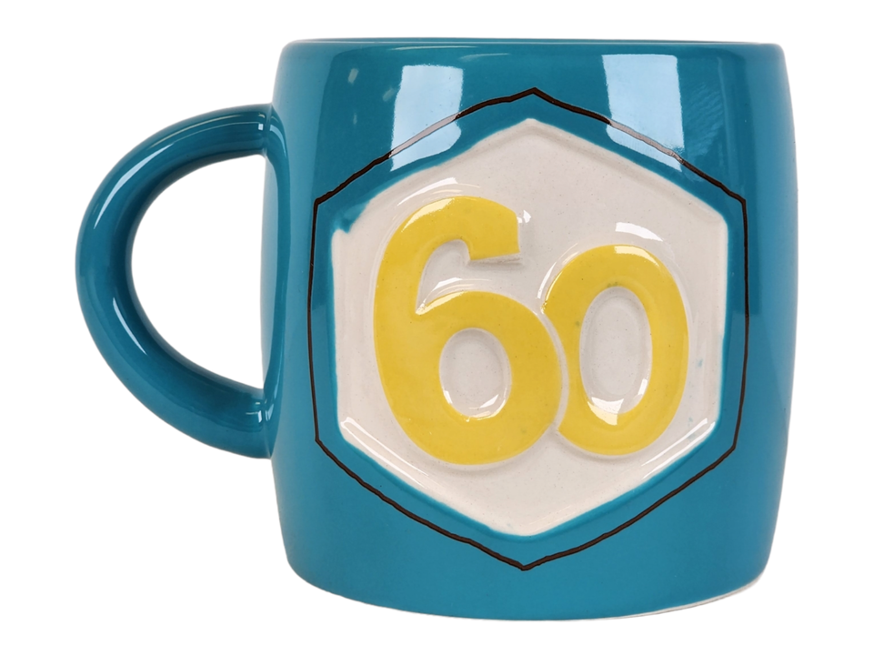 Hallmark Embossed 60 (Sixty) Birthday Gift 18 oz Ceramic Coffee Mug Cup - £13.59 GBP