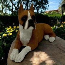 1986 Sandicast Sandra Brue Boxer Dog Sculpture 10&quot; Length Figure Hand Ma... - $26.71