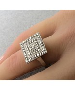 Vtg Sterling Silver Ring Size 7.75 Art Deco 5.15g Silver Marcasites Squa... - $997.10 MXN