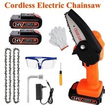 Mini Handheld Electric Chainsaw Cordless Chain Saw Wood Cutter Rechargeable 4 In - £58.18 GBP