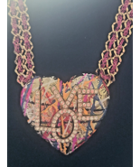 Betsey Johnson Harlem Shuffle Graffiti Art Adjustable Gold Tone Heart Ne... - £145.70 GBP