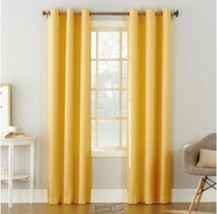 Matson Solid Semi-Sheer Grommet Single Curtain Panel Yellow Gold 48x63 - £22.77 GBP