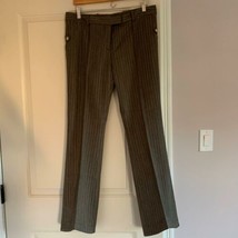 JOHN GALLIANO Wool Taupe w Gray Pin Stripe Pants SZ 10 **tag missing** EUC - $98.01