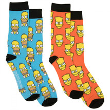 The Simpsons Bart and Homer 2-Pair Pack of Casual Crew Socks Multi-Color - £14.37 GBP