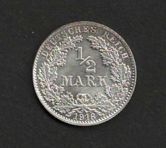 GERMANY 1916 Very Fine Silver Coin 1/2 Mark KM # 17                  dc6 - £10.80 GBP