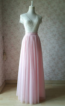 LIGHT PINK Full Length Tulle Skirt Women Plus Size Tulle Skirt for Wedding image 5