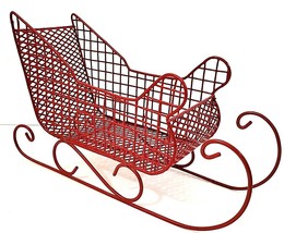 Vintage Red Plastic Coated Metal Sleigh 12&quot; x 4&quot; x 7&quot; - $14.95
