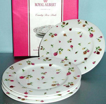 Royal Albert Country Rose Buds 4 Piece Salad Dessert Plate Set 7.75&quot; New - £54.02 GBP